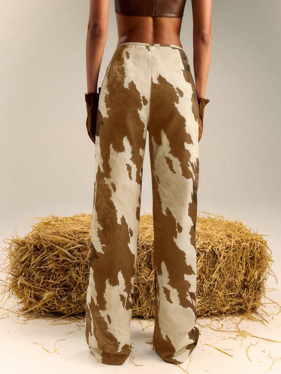 Cow - Print Wide - Leg Jeans