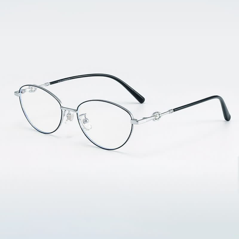 Spykay™ EG26731 Fashion Lightweight Oval Titanium Frame Anti-blue Light Pearl Decor Glasses