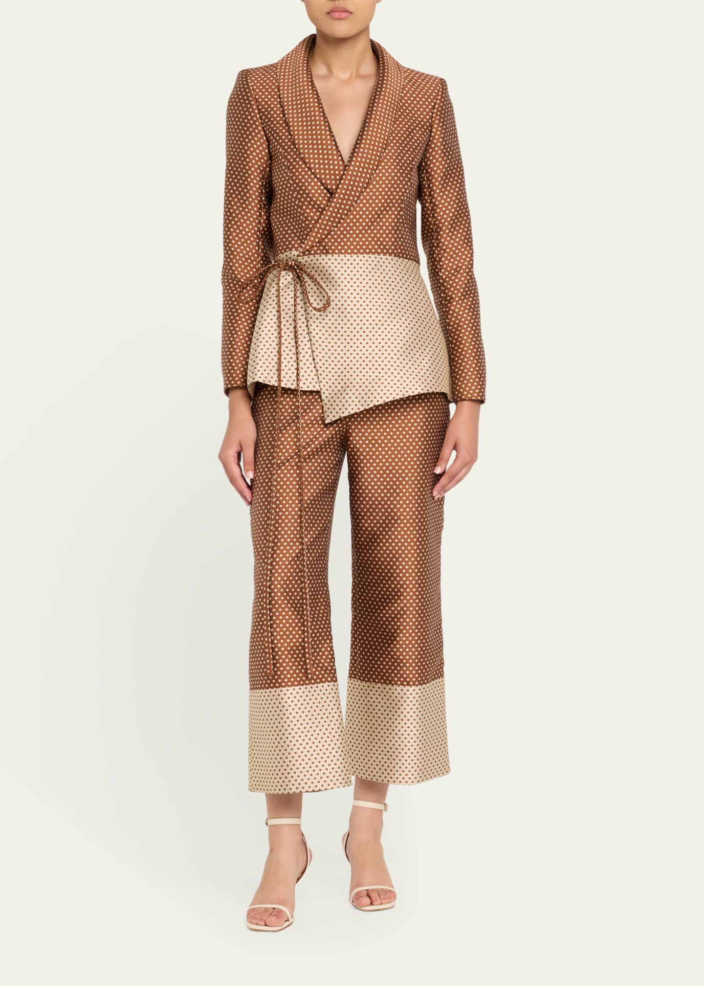 Brown and Beige Polka - Dot Suit Set