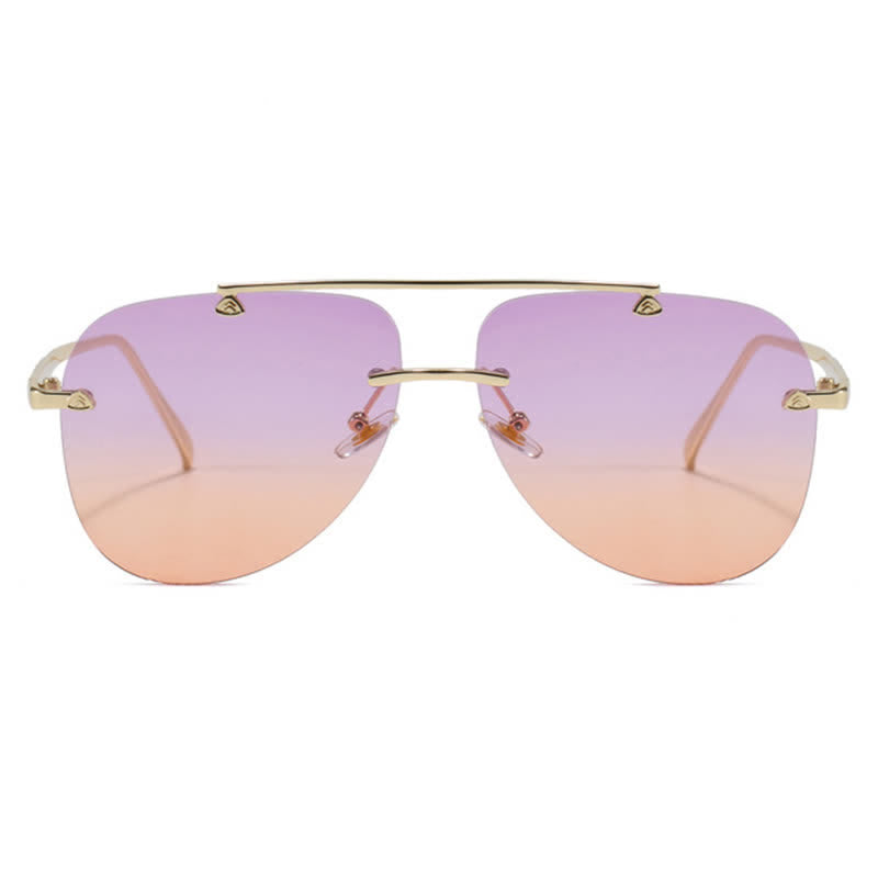 Spykay™ SG60888 Rimless Double Bridges Retro Aviator Sunglasses