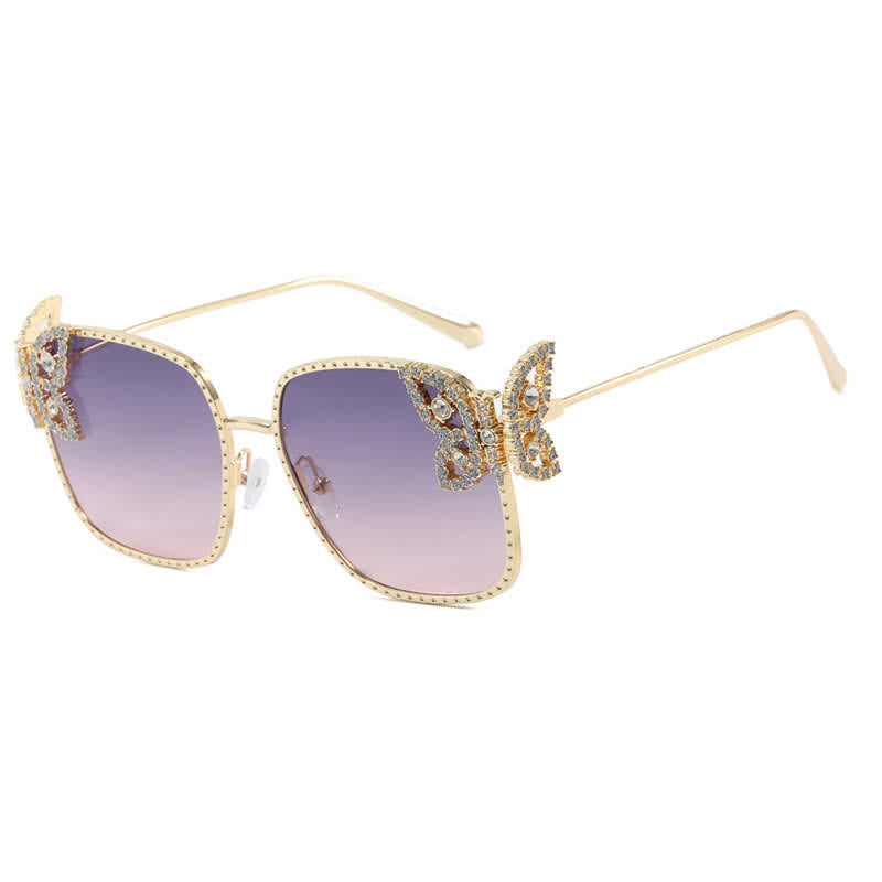 Spykay™ SG60849 Square Frame Butterfly Decor Oversized Sunglasses