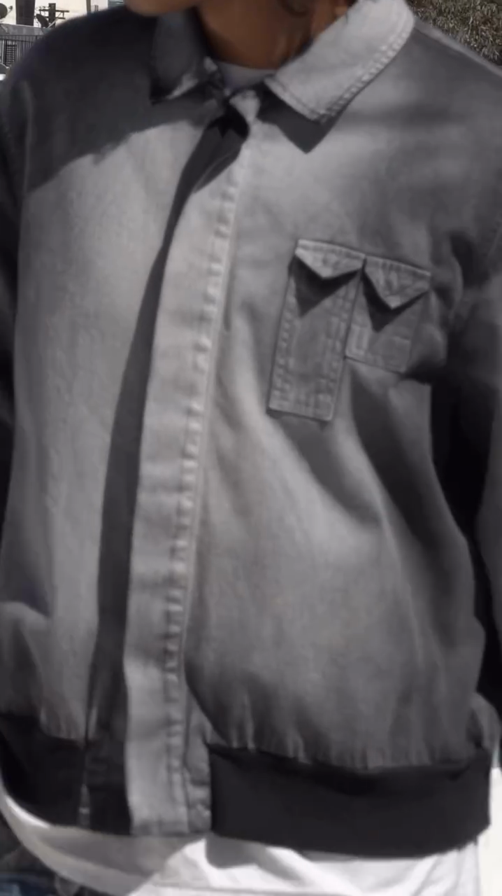 Grey Denim - style Cropped Jacket