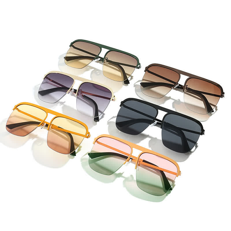 Spykay™ SG60864 Square Frame Semi-Rimless Oversized Sunglasses
