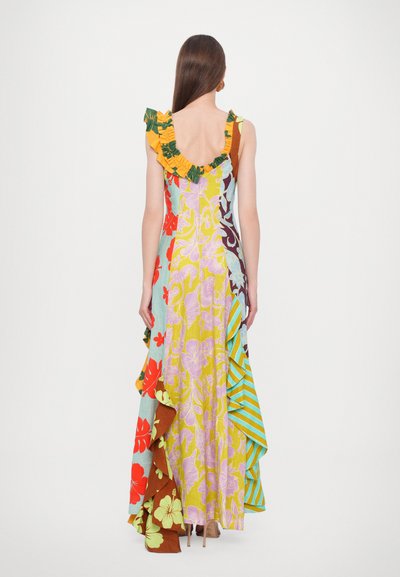 Multicolored Floral - Print Ruffled Maxi Dress