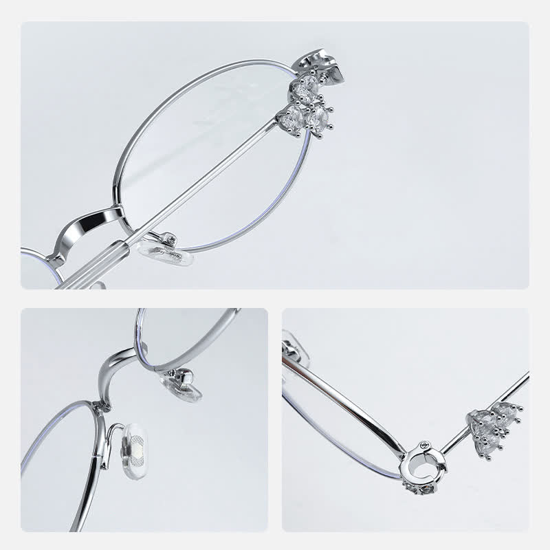 Spykay™ EG26693 Retro Oval Frame Rhinestone Temples Anti-blue Light Glasses