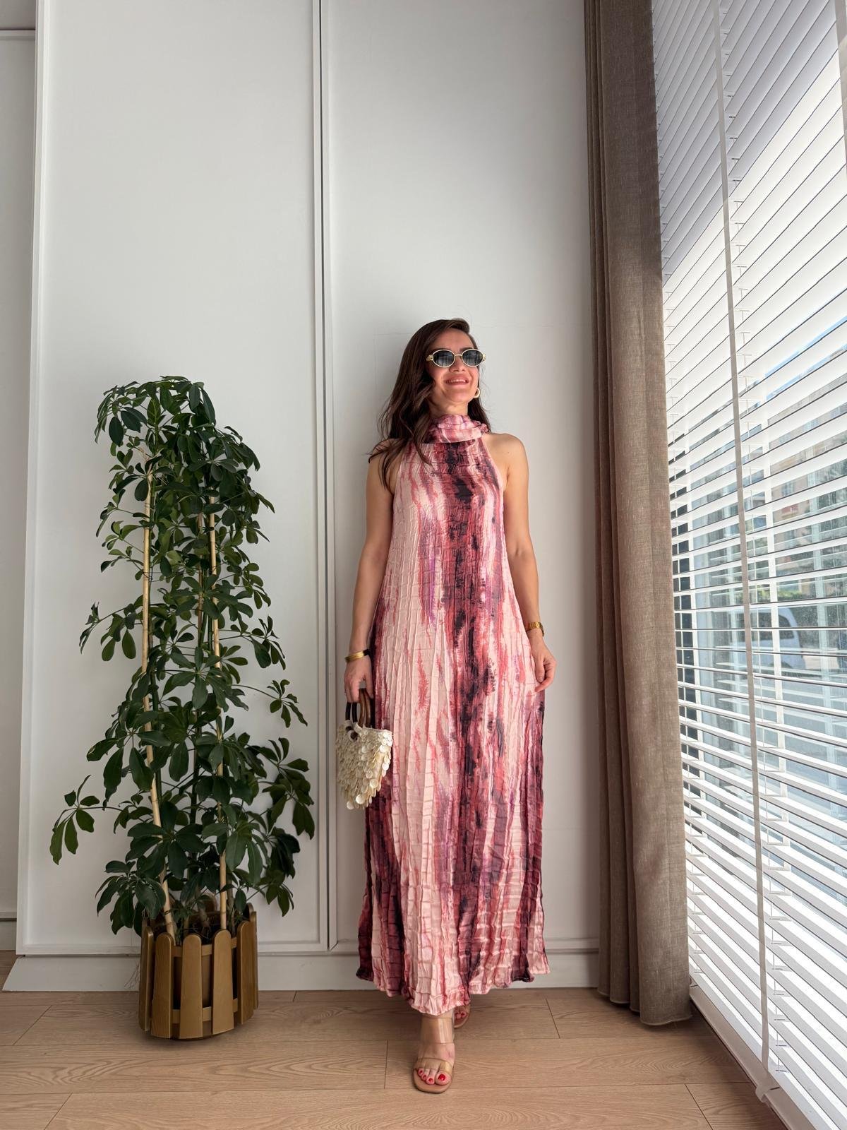 Tie - Dye Halter Maxi Dress