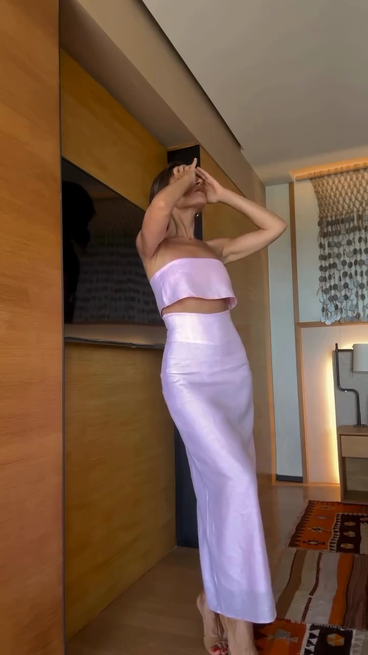 Lavender Strapless Cut - out Two - piece Set