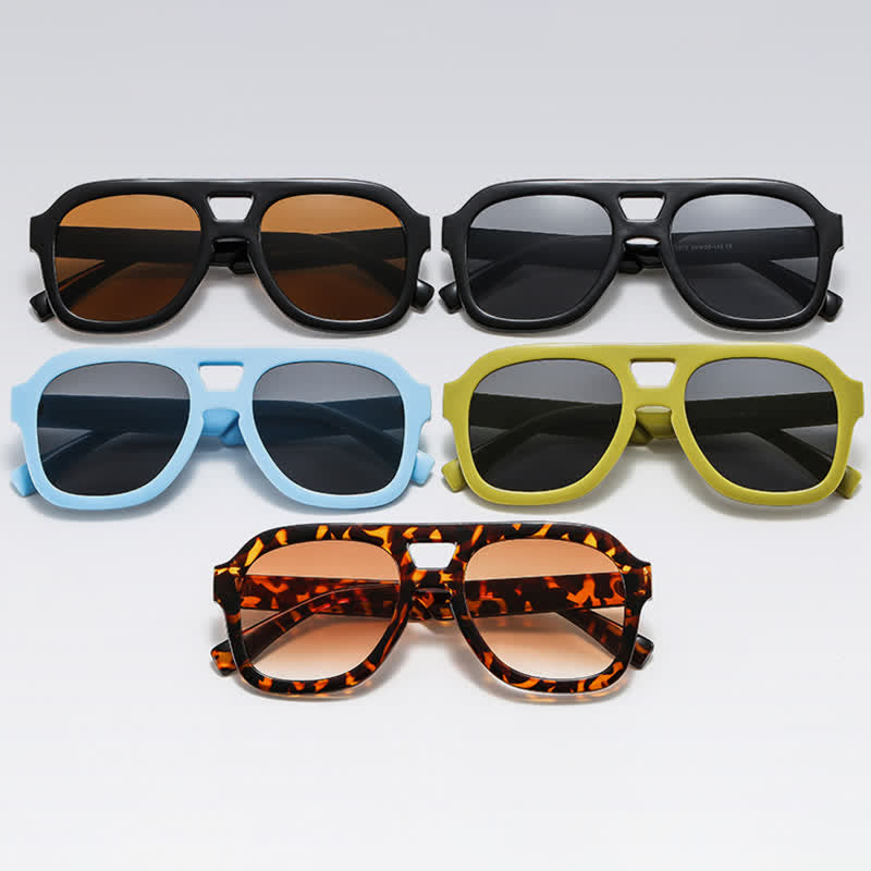 Spykay™ SG60832 Double Bridges Thick Frame Hipster Aviator Sunglasses