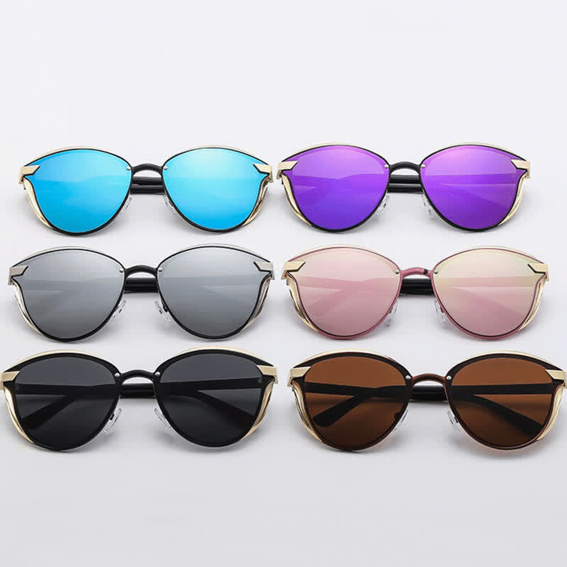 Spykay™ SG60950 Polarized Vintage Round Frame Mirror Lenses Trendy Sunglasses