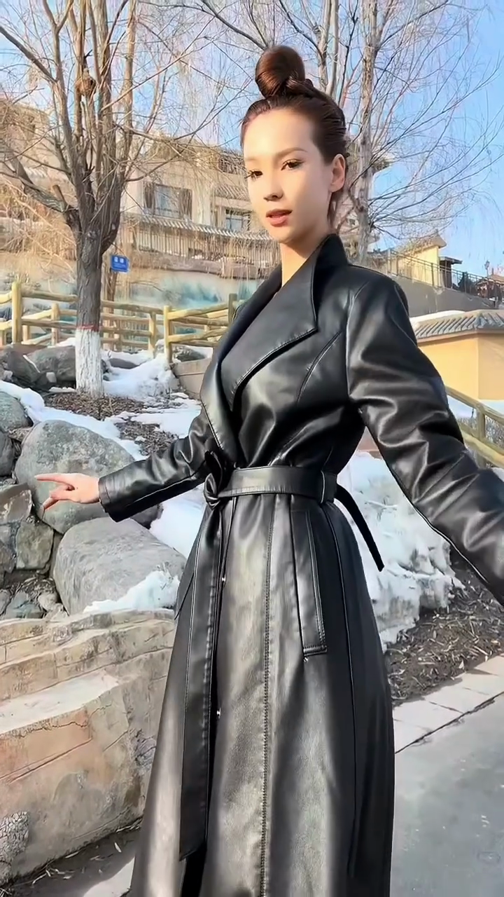 Black Leather Trench Coat