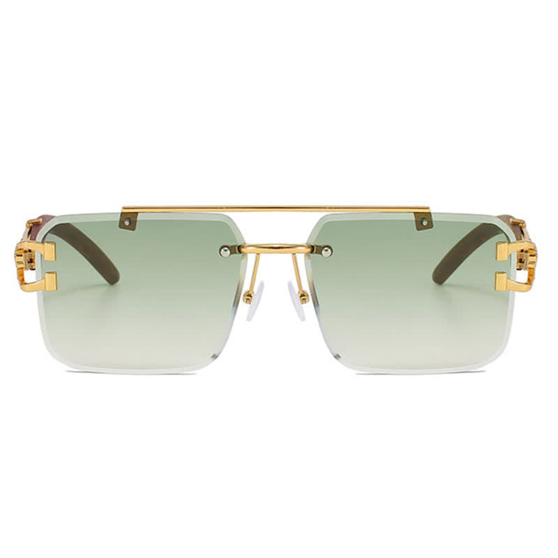 Spykay™ SG60910 Square Frame Leopard Temples Rimless Sunglasses
