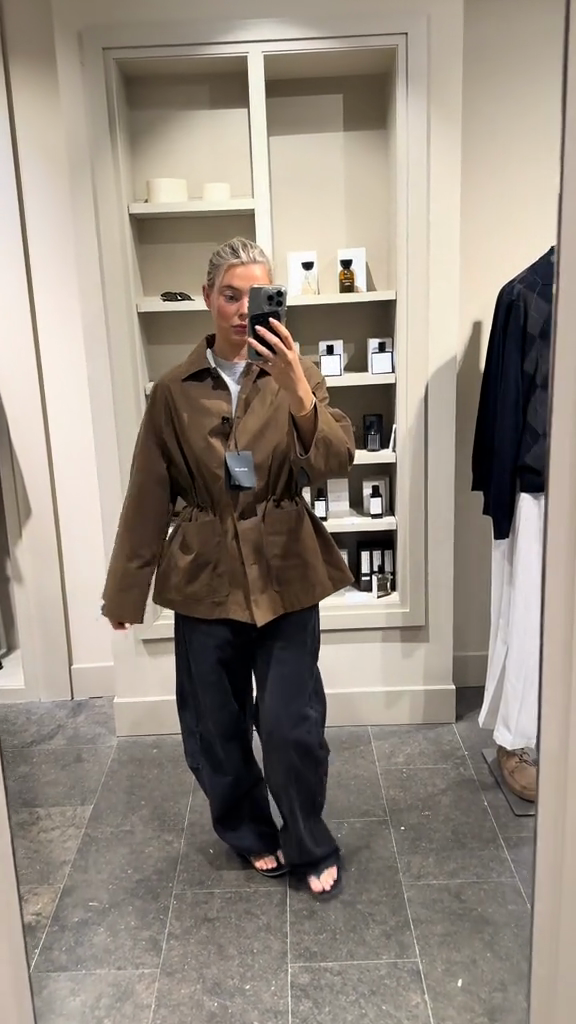 Brown Drawstring Waist Utility Jacket