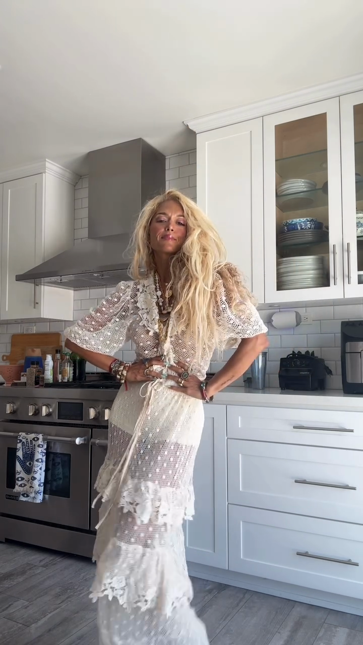 White Crochet Maxi Dress with Sheer Details