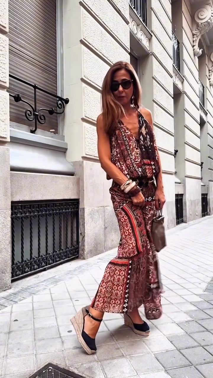 Printed Halter - Neck Maxi Dress