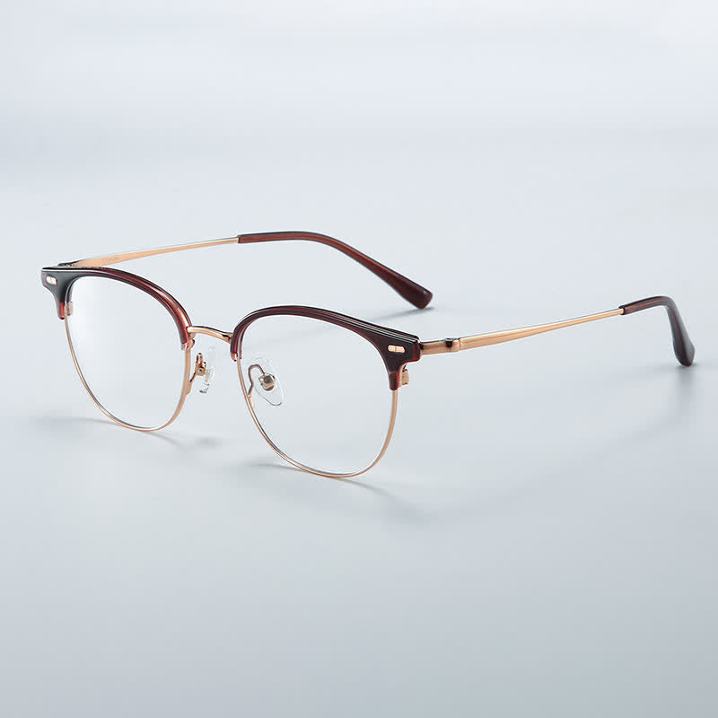 Spykay™ EG26737 Lightweight Round Titanium Frame Anti-blue Light Browline Glasses