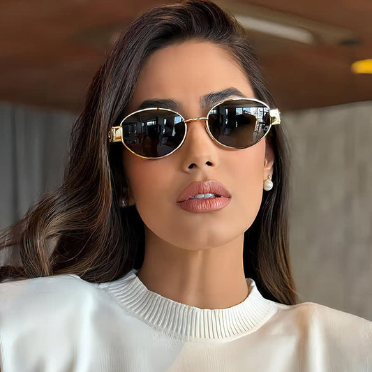 Spykay™ SG60707 Oval Frames Metal Temples Retro-Vinatge Sunglasses