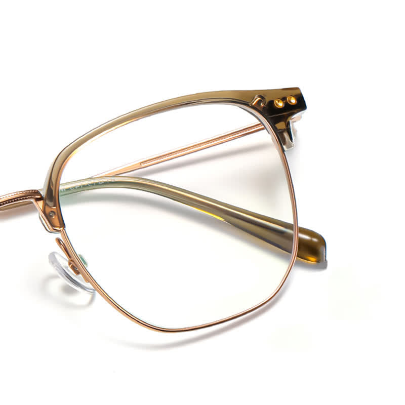 Spykay™ EG26739 Lightweight Square Titanium Frame Anti-blue Light Browline Glasses
