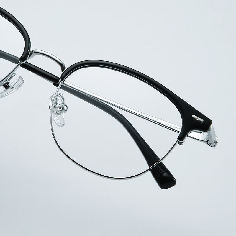 Spykay™ EG26737 Lightweight Round Titanium Frame Anti-blue Light Browline Glasses