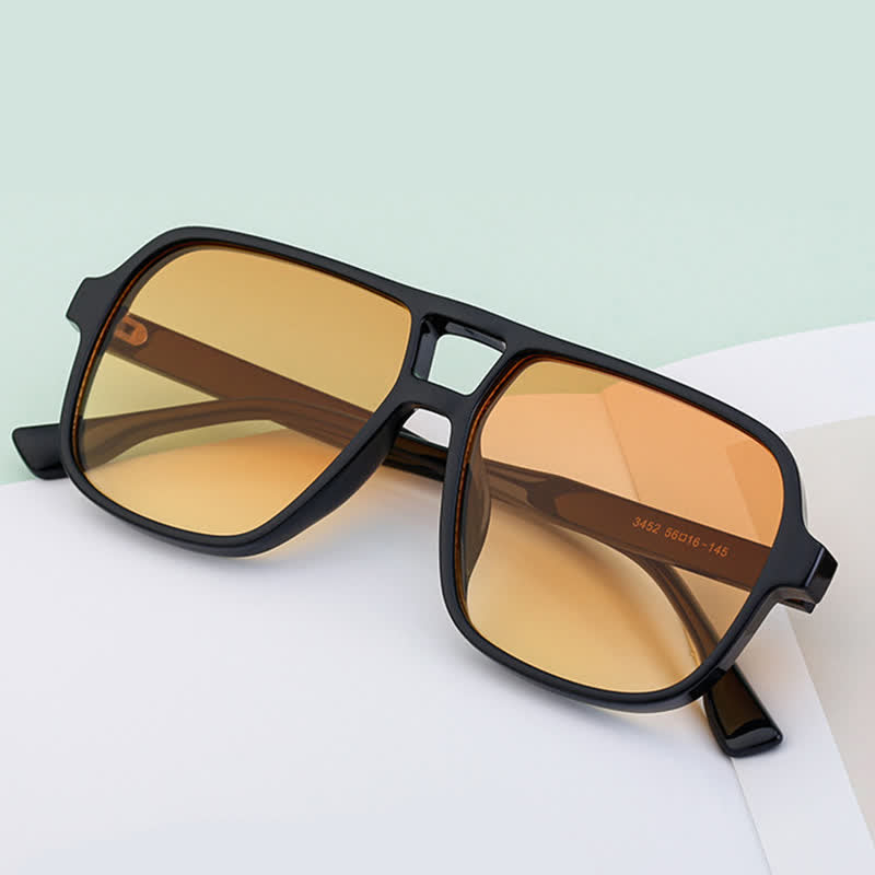 Spykay™ SG60730 Double Bridges Square Frame Vintage Sunglasses