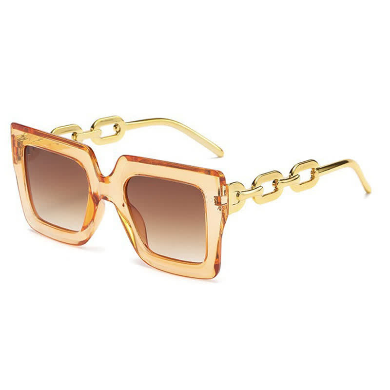 Spykay™ SG60931 Square Oversized Frame Chain Temples Hipster Sunglasses