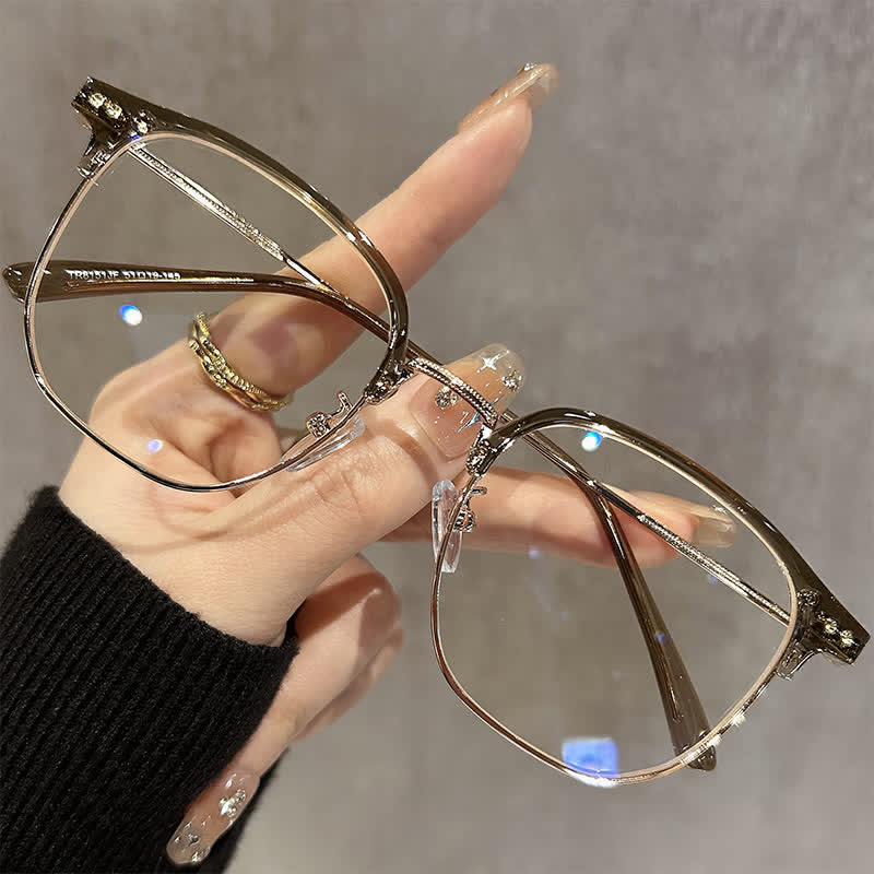 Spykay™ EG26739 Lightweight Square Titanium Frame Anti-blue Light Browline Glasses