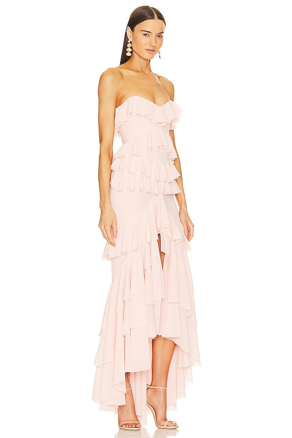 Strapless Ruffled Maxi Dress