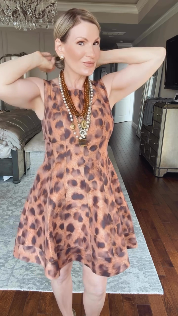 Leopard Print Sleeveless Fit - and - Flare Dress