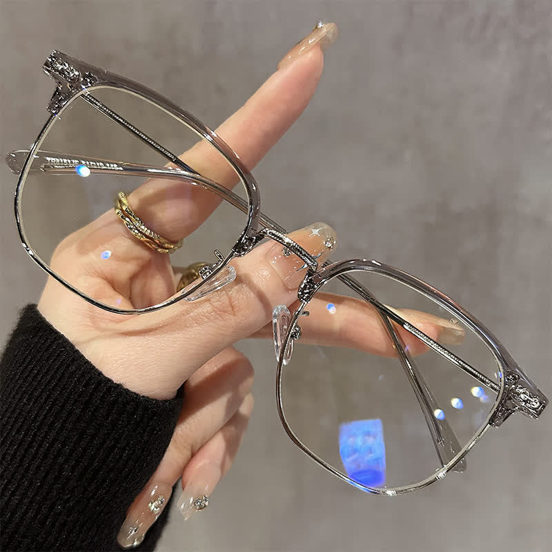 Spykay™ EG26739 Lightweight Square Titanium Frame Anti-blue Light Browline Glasses