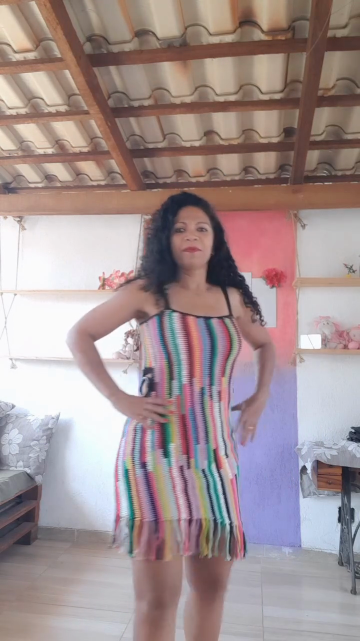 Colorful Striped Crochet Mini Dress