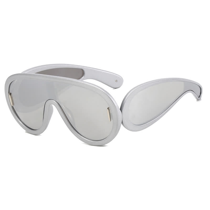 Spykay™ SG61002 Steampunk One-piece Frame Oversized Mirrored Sunglasses
