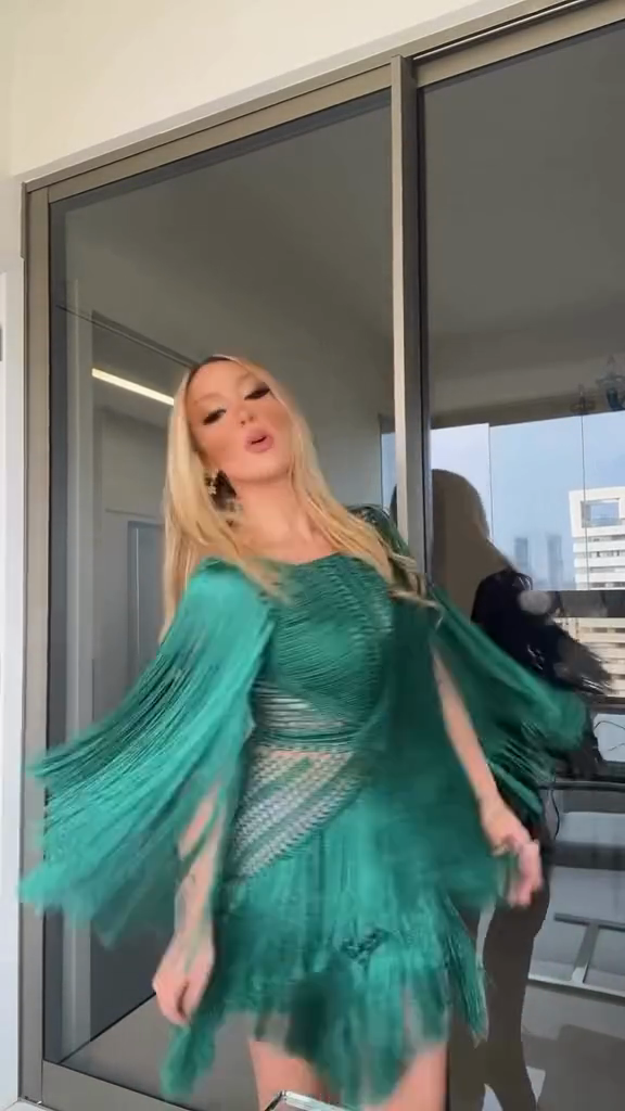 Teal Fringe - Embellished Knit Dress