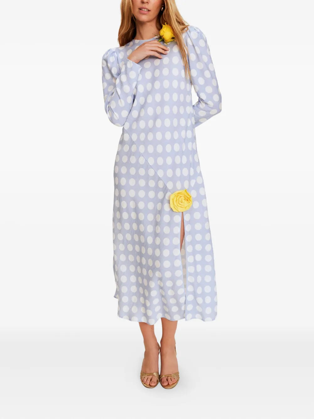 Light Blue Polka - Dot Midi Dress