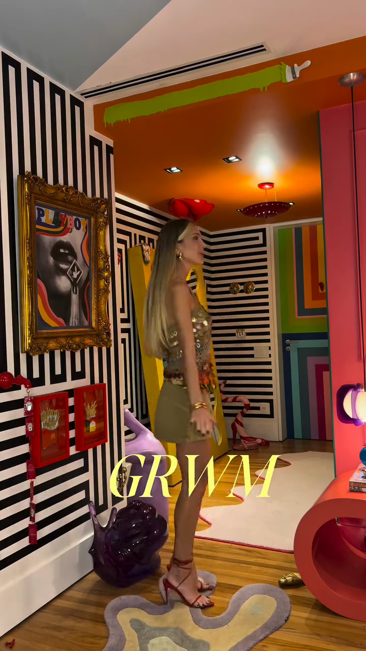 Olive Green Sequined Tank Top and Mini Skirt Set