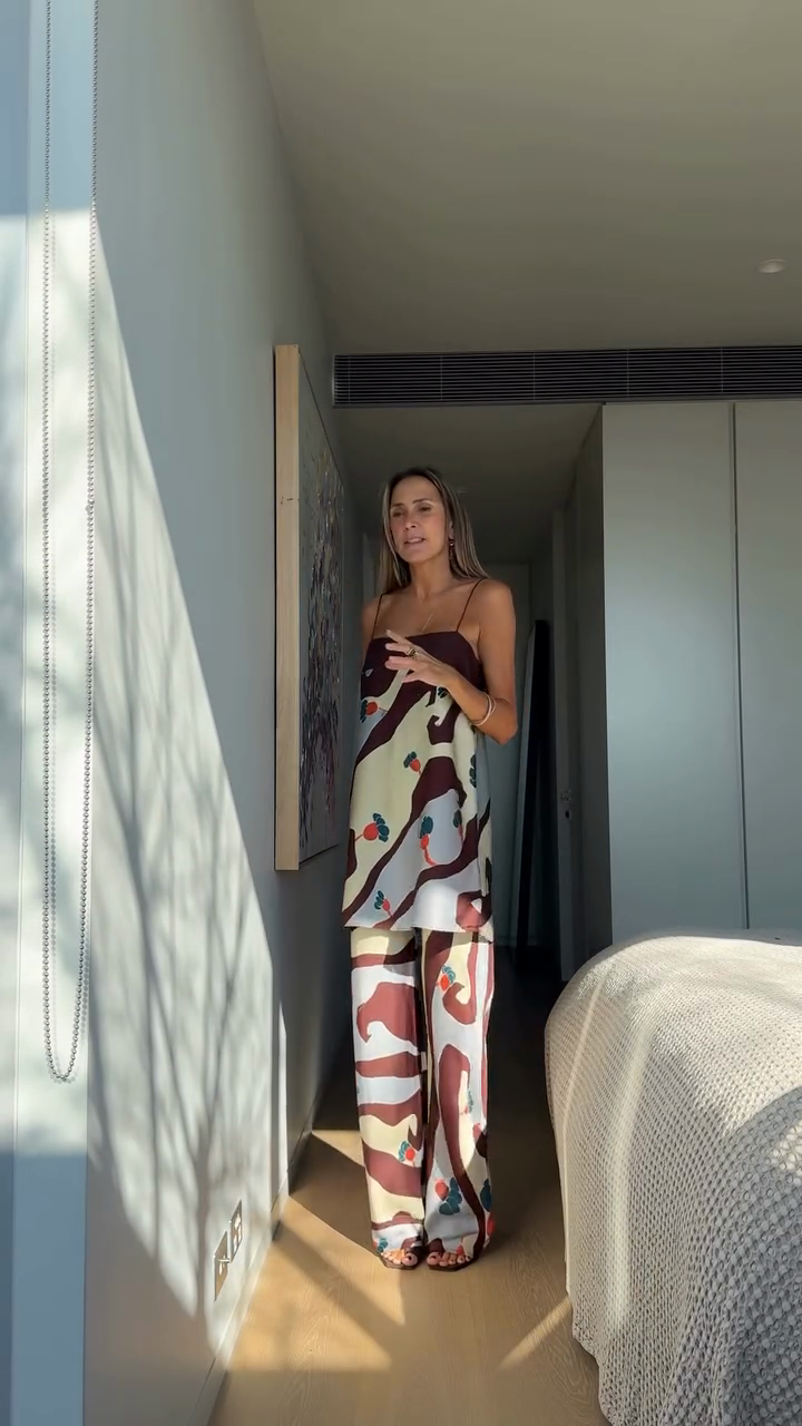 Printed Cami and Wide - Leg Pants Set