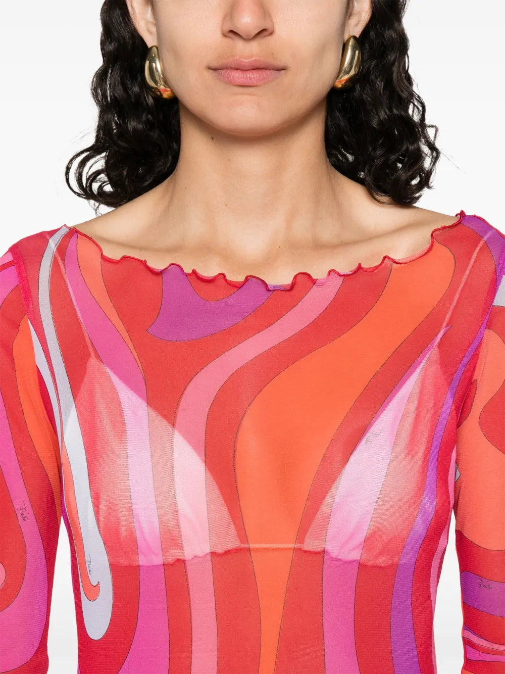 Pink & Orange Swirl Mesh Maxi Dress