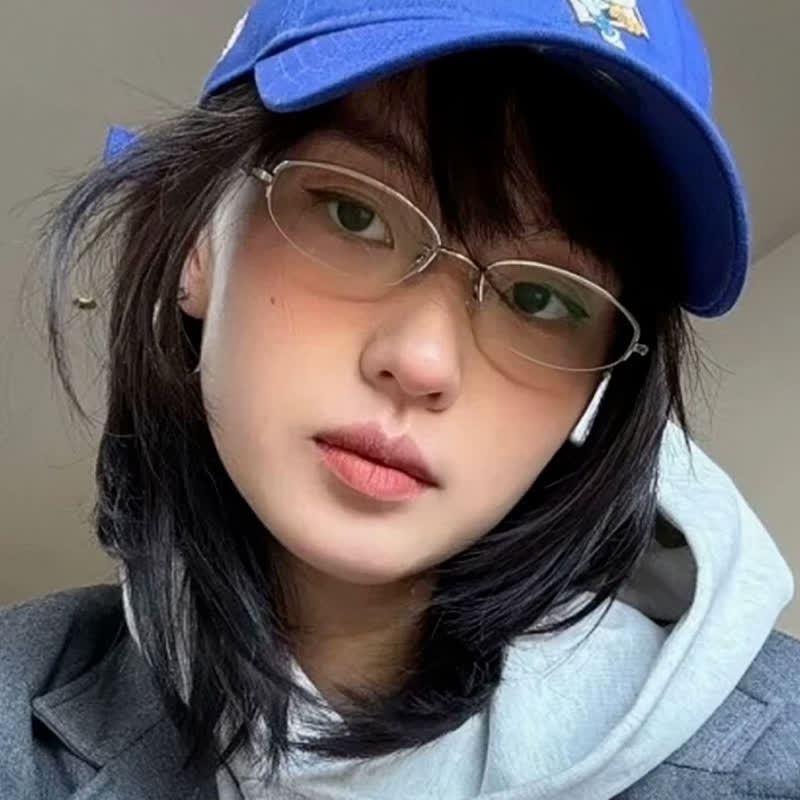 Spykay™ EG26717 Hipster Titanium Small Oval Frame Anti-blue Light Glasses