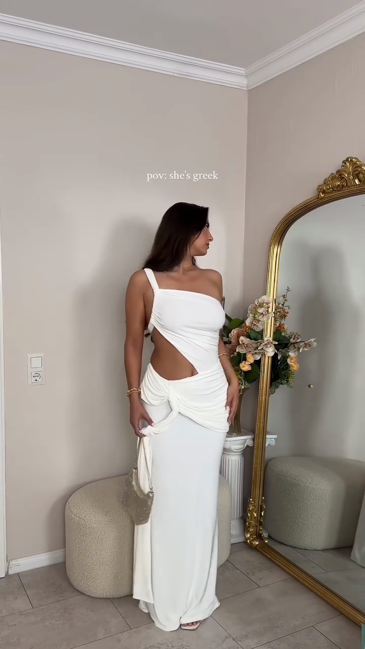 White One - shoulder Cut - out Maxi Dress