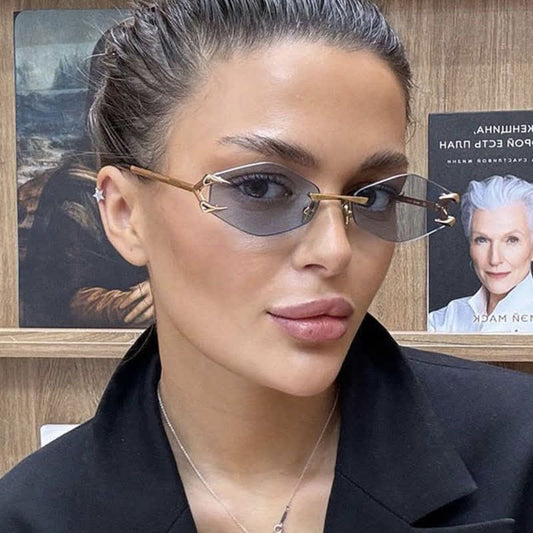 Spykay™ SG60856 Claw Temples Geometric Rimless Hipster Sunglasses
