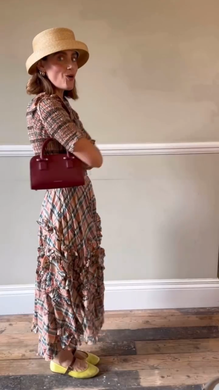 Plaid Crop Top and Ruffled Maxi Skirt Set