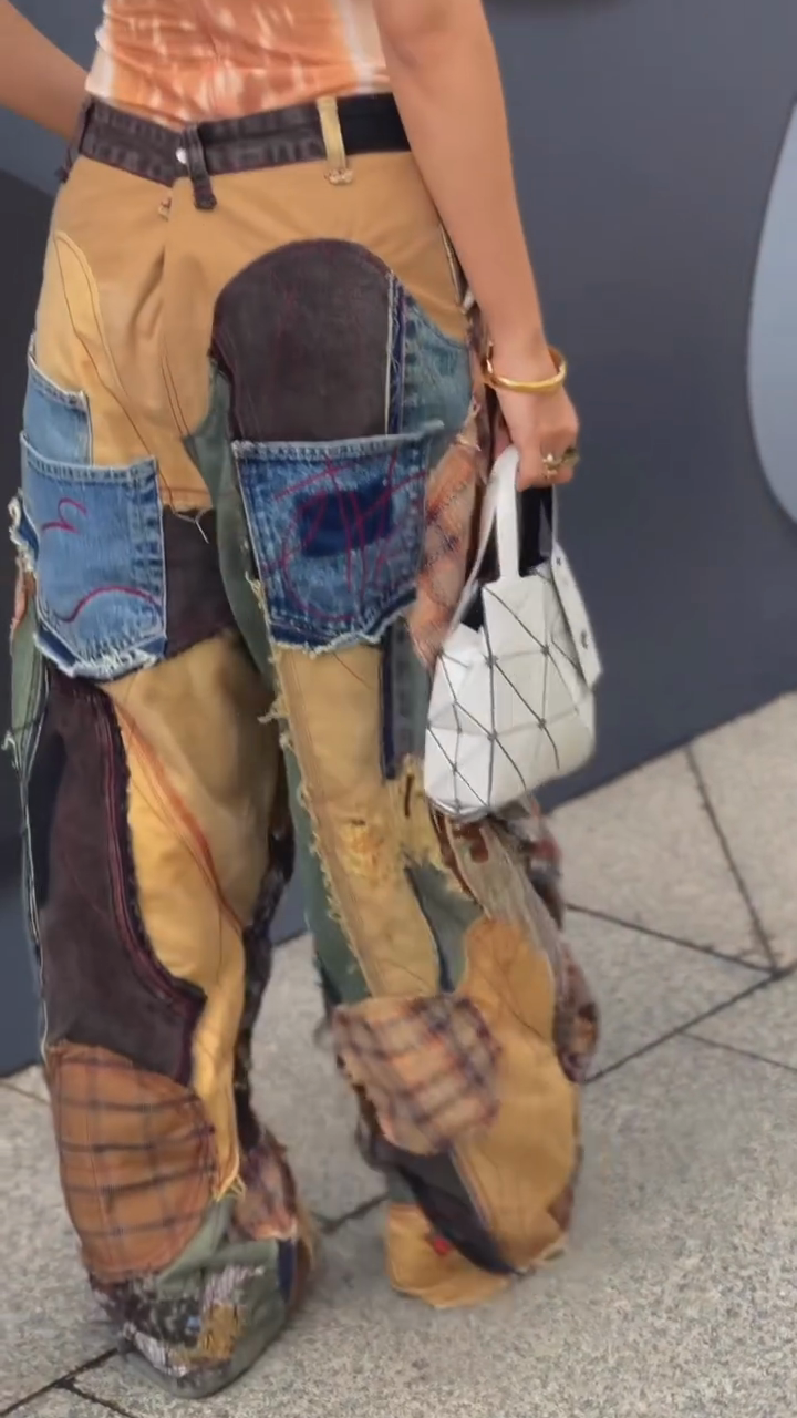 Patchwork Wide - Leg Pants