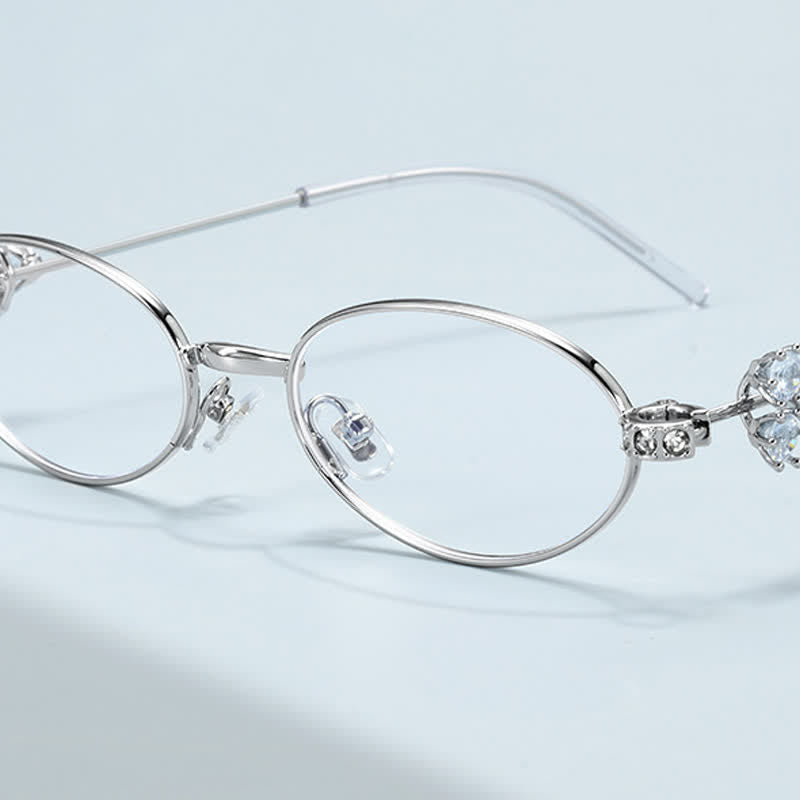 Spykay™ EG26693 Retro Oval Frame Rhinestone Temples Anti-blue Light Glasses