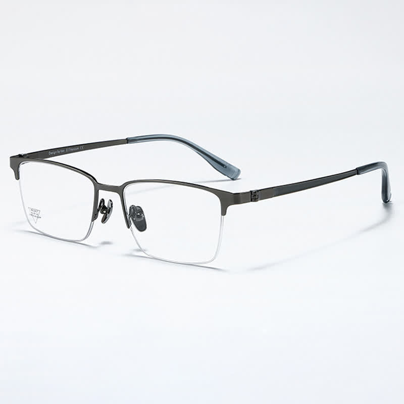Spykay™ EG26795 Titanium Rectangle Frame Anti-blue Light Simple Browline Glasses