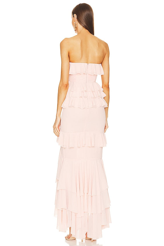 Strapless Ruffled Maxi Dress