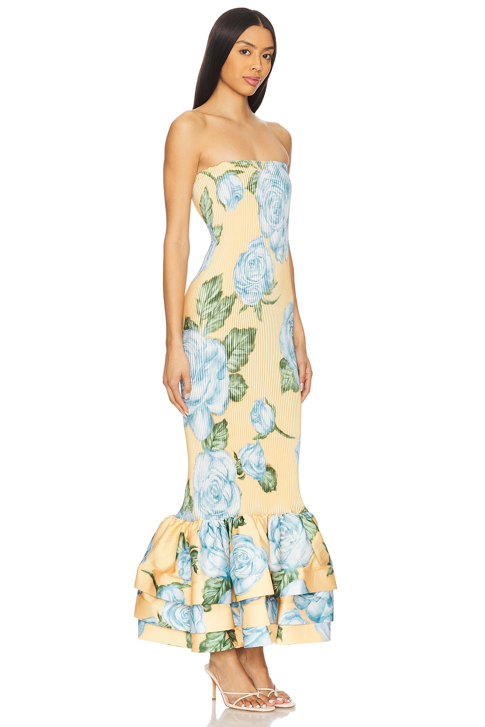 Strapless Floral Mermaid Maxi Dress