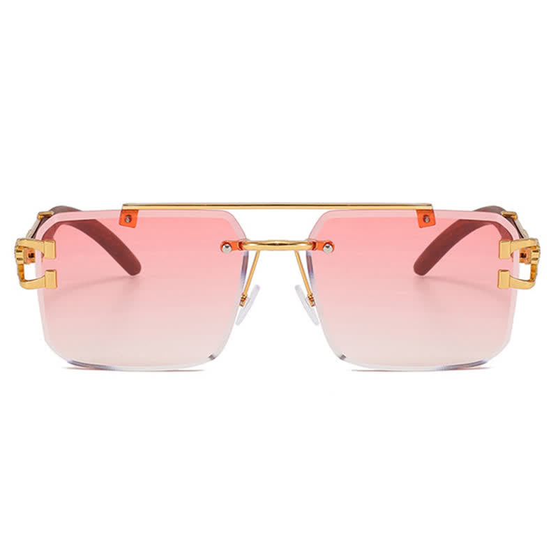 Spykay™ SG60910 Square Frame Leopard Temples Rimless Sunglasses