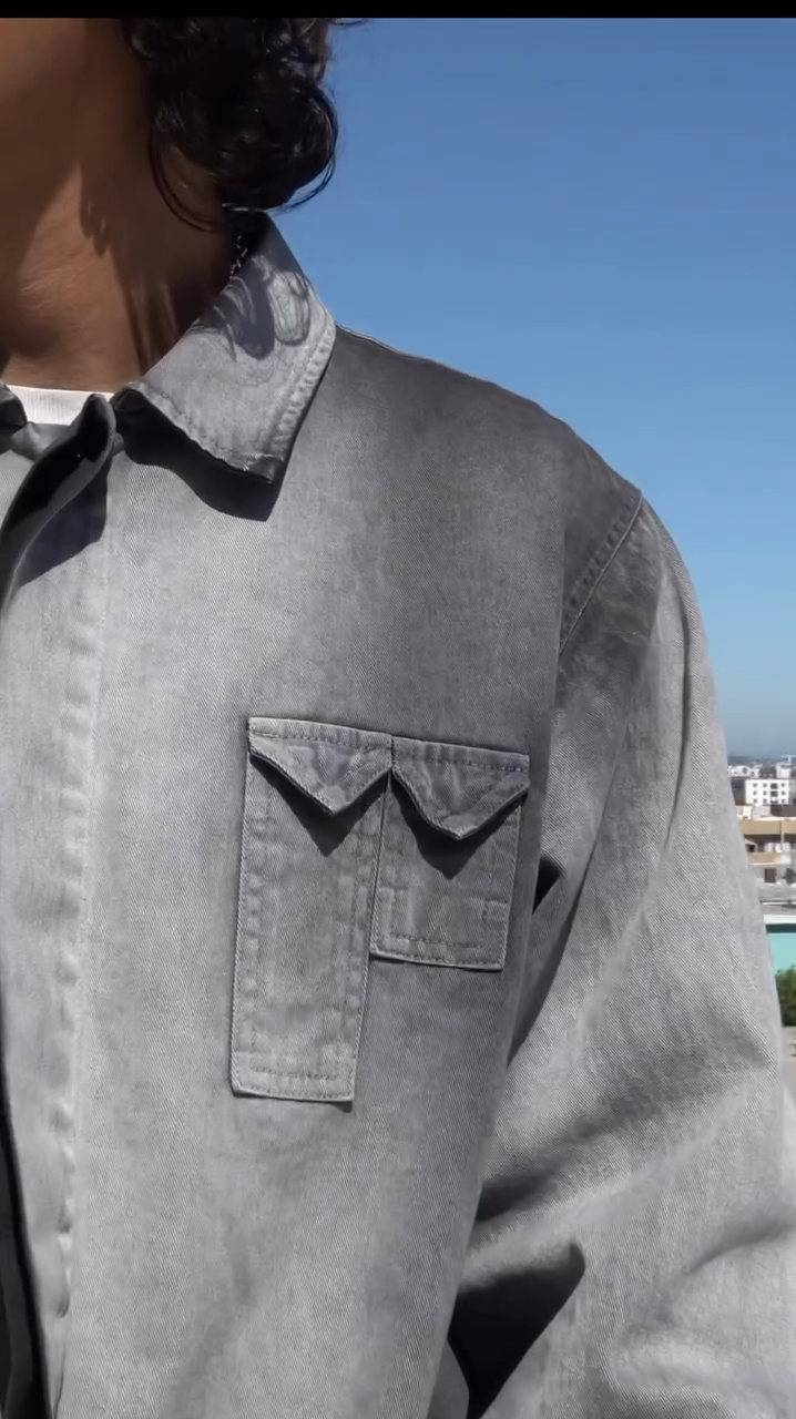 Grey Denim - style Cropped Jacket