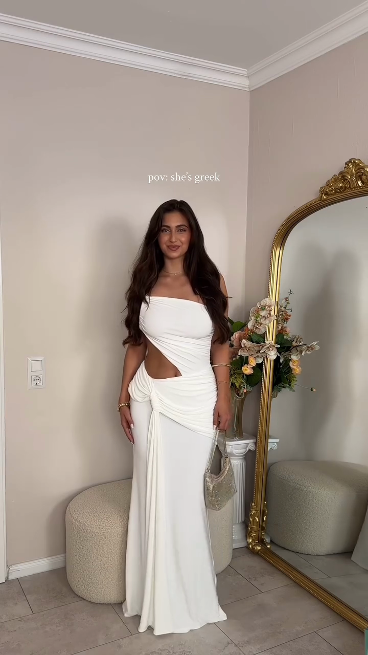 White One - shoulder Cut - out Maxi Dress