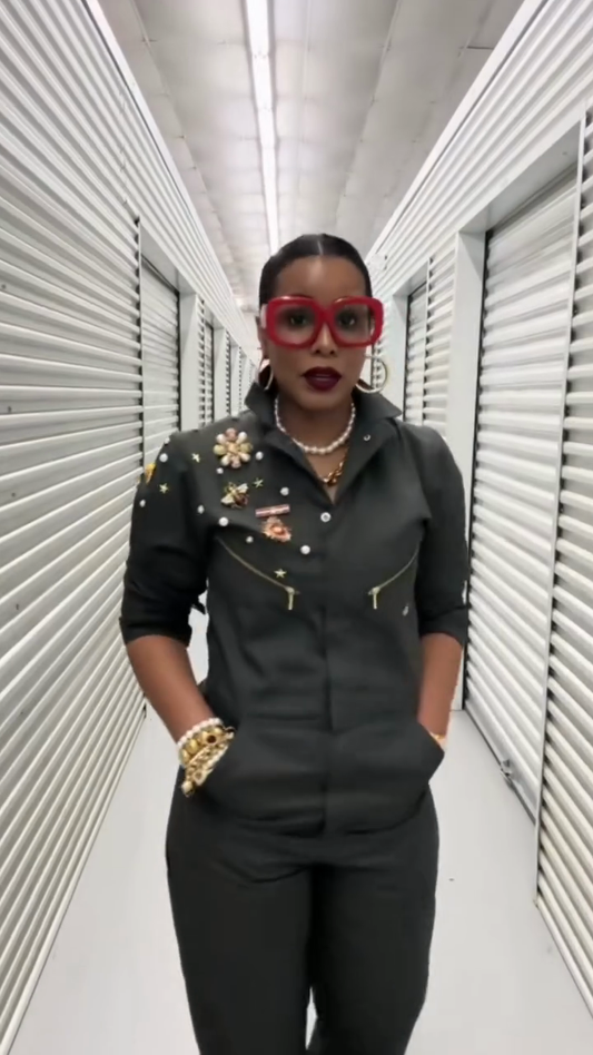 Olive Green Embellished Utility Jumpsuit