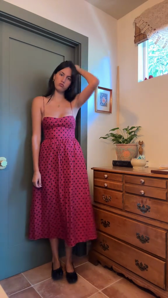 Pink Polka - Dot Midi Sundress