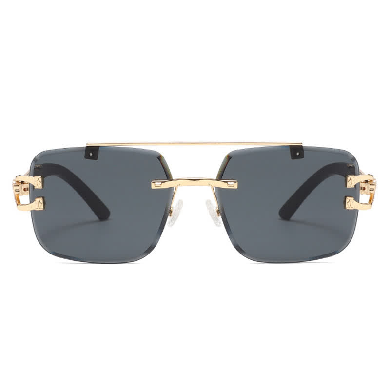 Spykay™ SG60910 Square Frame Leopard Temples Rimless Sunglasses